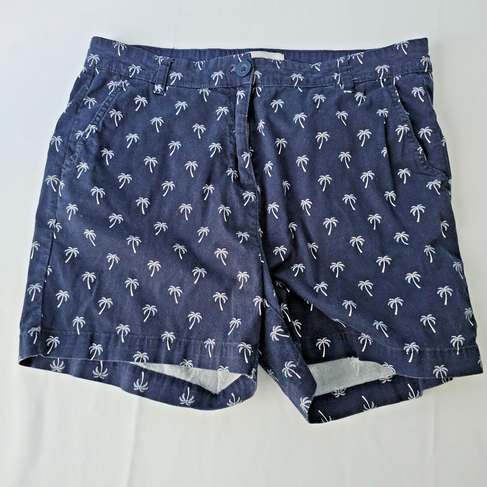 Stella Parker Collection Women's Size 8 Navy Palm Tree Print Stretch Chino Short